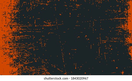 Black and orange background with grunge texture, old distressed vintage halloween or autumn background color