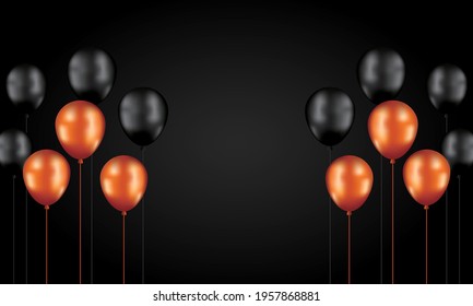 Black and orange balloons, concept design. vector illustration. Celebration transparent background template
