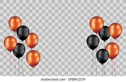 Black and orange balloons, concept design. vector illustration. Celebration transparent background template