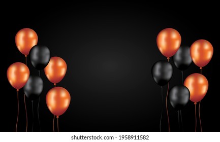 Black and orange balloons, concept design. vector illustration. Celebration transparent background template