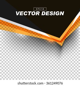 Black And Orange Banner Design On Gray Checkered Background. Eps10 Vector