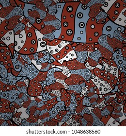 Black, orange and blue on colors. Vector illustration. Doodles pattern. Seamless pattern Abstract cute background. Design wrapping and gift paper, greeting cards, banner and posters design.
