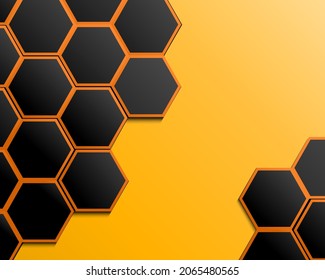 Black Orange Border Hexagon Modern Background.honeycomb Background.