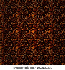 Black, orange and brown texture. Abstract pattern in Arabian style. Seamless vector background. Graphic modern pattern.