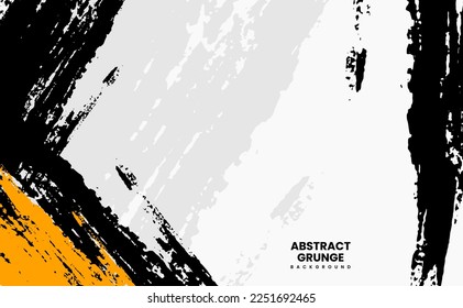 Black and orange brush strokes grunge texture background. Sport style vector illustration. Colorful scratched template. Texture and elements for design