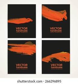 Black and orange brush texture hand drawing banner set