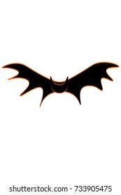 Black and orange cartoon shadow bat vector llustration halloween concept isolated on a white background path 
