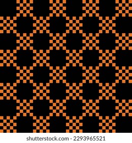 Black and orange checkers pattern seamless Halloween theme. design for fashion, card, fabric, wallpaper and all print decoration. vector illustration.