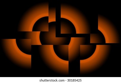 a black and orange circular abstract background