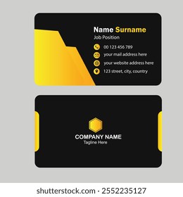 Black and orange clean corporate business card template.