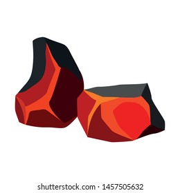 Black with orange coals. Vector illustration on white background.