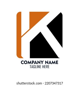 BLACK AND ORANGE COLOR OF K INITIAL LOGO