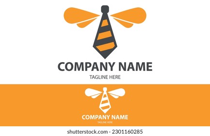 Black and Orange Color Tie Insect Bee Logo Design