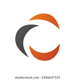 Black and Orange Crescent Shaped Letter C Icon on a White Background