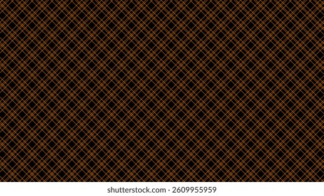 Black and orange diagonal background. Plaid checkered seamless pattern.