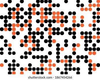 Black and orange dotes on white background. Design for banner. covers. wallpapers. 