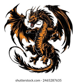 Black and orange dragon vector