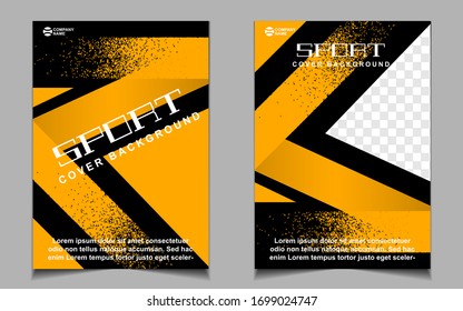 Black and orange dynamic shapes colors cover a4 template background. Vector layout design with sport style can use for gym promotion, poster tournament, invitation cup event, banner championship.