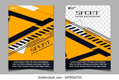 Black and orange dynamic shapes colors cover a4 template background. Vector layout design with sport style can use for gym promotion, poster tournament, invitation cup event, banner championship.