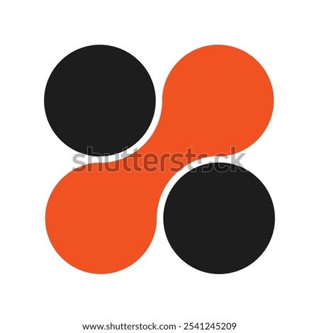 Black and Orange Enjoined Blob Circle Icon, Isolated