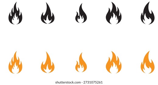 Black and orange fire flame icons.