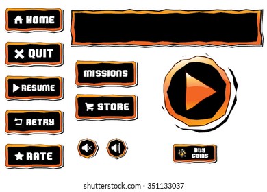 Black and Orange Game Buttons