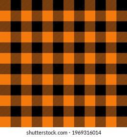 Black and orange gingham pattern. Seamless vector plaid design suitable for fashion, home decor and stationary. Perfect for Halloween and thanksgiving.