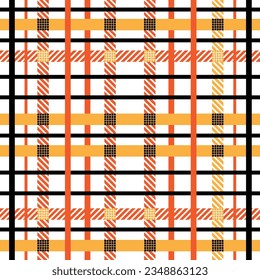 Black and orange gingham pattern. Seamless vector plaid design suitable for fashion, home decor and stationary. Perfect for Halloween and thanksgiving.