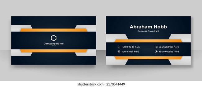 Black and orange gradient business card template with modern corporate concept design