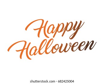The black and orange gradient isolated hand writing word HAPPY HALLOWEEN on white background
