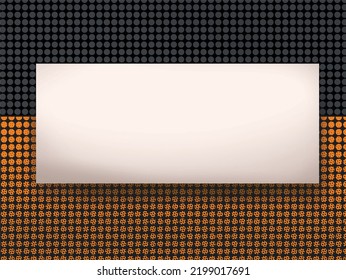 Black and orange gradient polka dots circle background with white paper on the centre for cover title presentation template