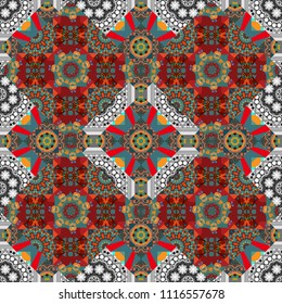 Black, orange and gray polygonal illustration consisting of rectangles. Raster rectangular design for your business. Creative geometric seamless pattern.