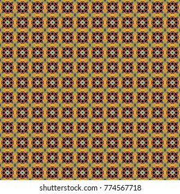 Black, orange and green background texture. Vector illustration. Endless abstract seamless pattern.
