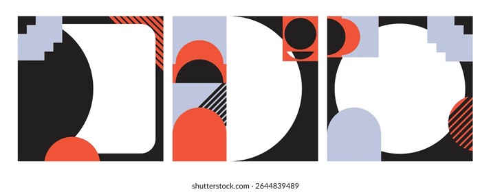 black orange grey bauhaus illustration banner template layout