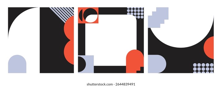 black orange grey bauhaus illustration banner template background
