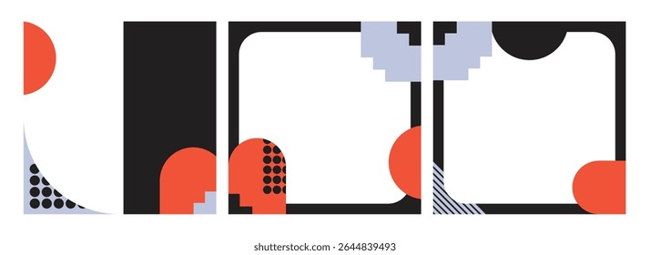 black orange grey bauhaus illustration banner template design