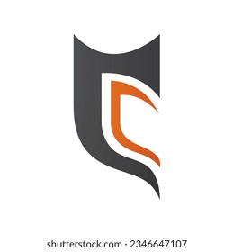 Black and Orange Half Shield Shaped Letter C Icon on a White Background