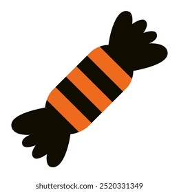 Black and orange Halloween candy flat icon isolated on transparent background