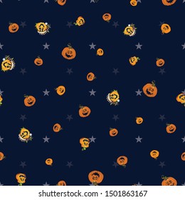 Black orange Halloween pumpkins repeat pattern.