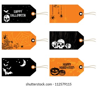 black and orange halloween tags isolated on white