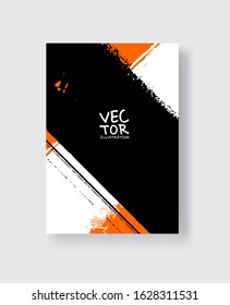 Black orange ink brush stroke on white background. Minimalistic style. Vector illustration of grunge element stains.Vector brushes illustration.