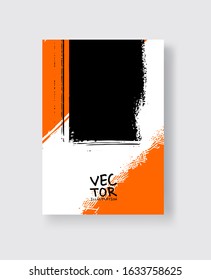 Black orange ink brush stroke on white background. Minimalistic style. Vector illustration of grunge element stains.Vector brushes illustration.