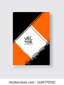 Black orange ink brush stroke on white background. Minimalistic style. Vector illustration of grunge element stains.Vector brushes illustration.