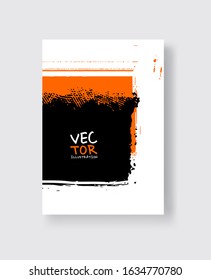 Black orange ink brush stroke on white background. Minimalistic style. Vector illustration of grunge element stains.Vector brushes illustration.