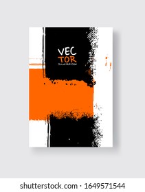 Pincel color naranja negro sobre fondo blanco. Estilo minimalista. Ilustración vectorial de las manchas de los elementos de granulado.Vector pinza la ilustración.