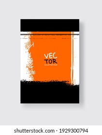 Black orange ink brush stroke on white background. Minimalistic style. Vector illustration of grunge element stains.Vector brushes illustration.