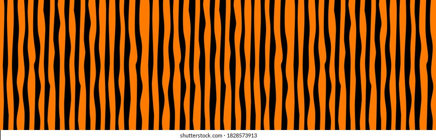 black and orange irregular hand drawn vertical lines, wide seamless pattern