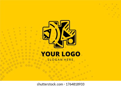 Black and orange Isolated abstract education Logogram for your businees, education company, school emblem, study group, and many more