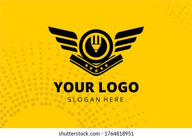 Black and orange Isolated abstract education Logogram for your businees, education company, school emblem, study group, and many more