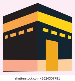 Black and orange Kaaba image in vector format suitable for various graphic design purposes